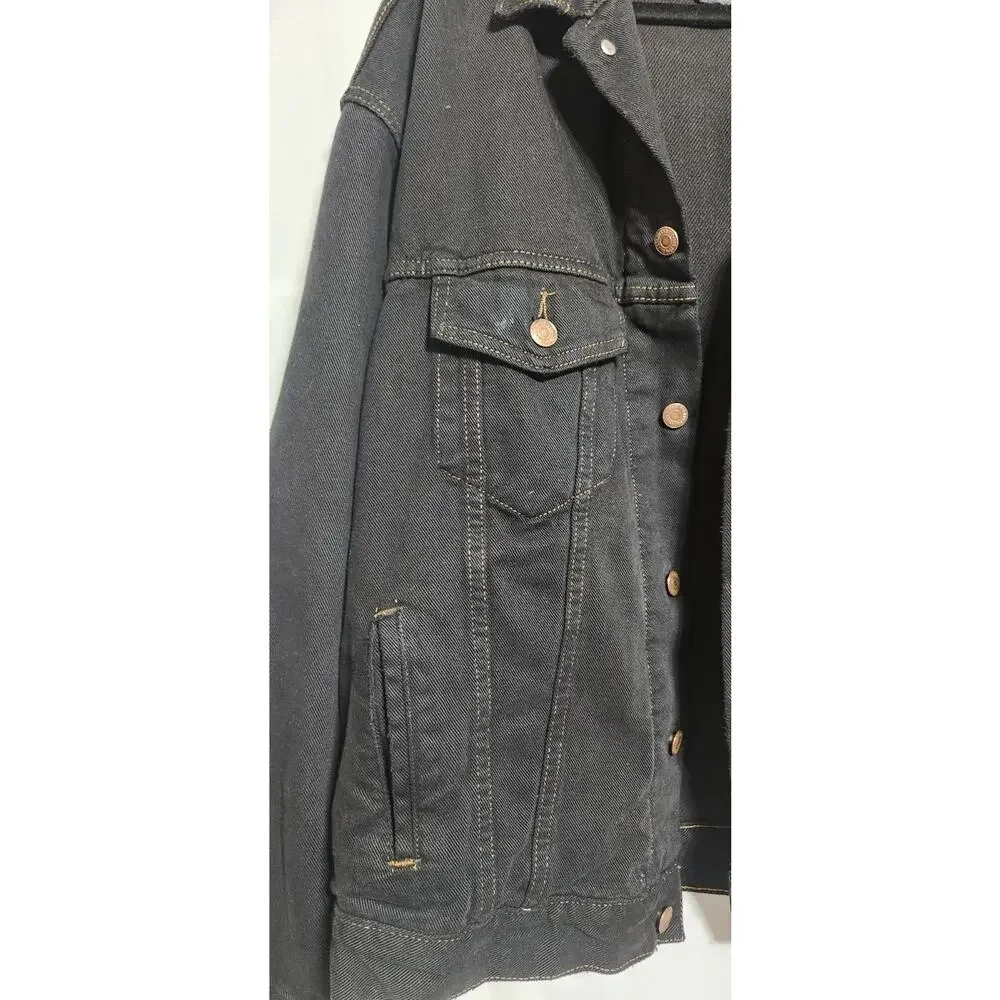 Vintage Levis Mens Black Denim Trucker Flannel Lining‎ No Size Tag SEE PICS!!!